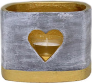 Gouden hart vierkante wax windlicht 95/130/130 (incl. 1 stuk 3 uurs theelicht)