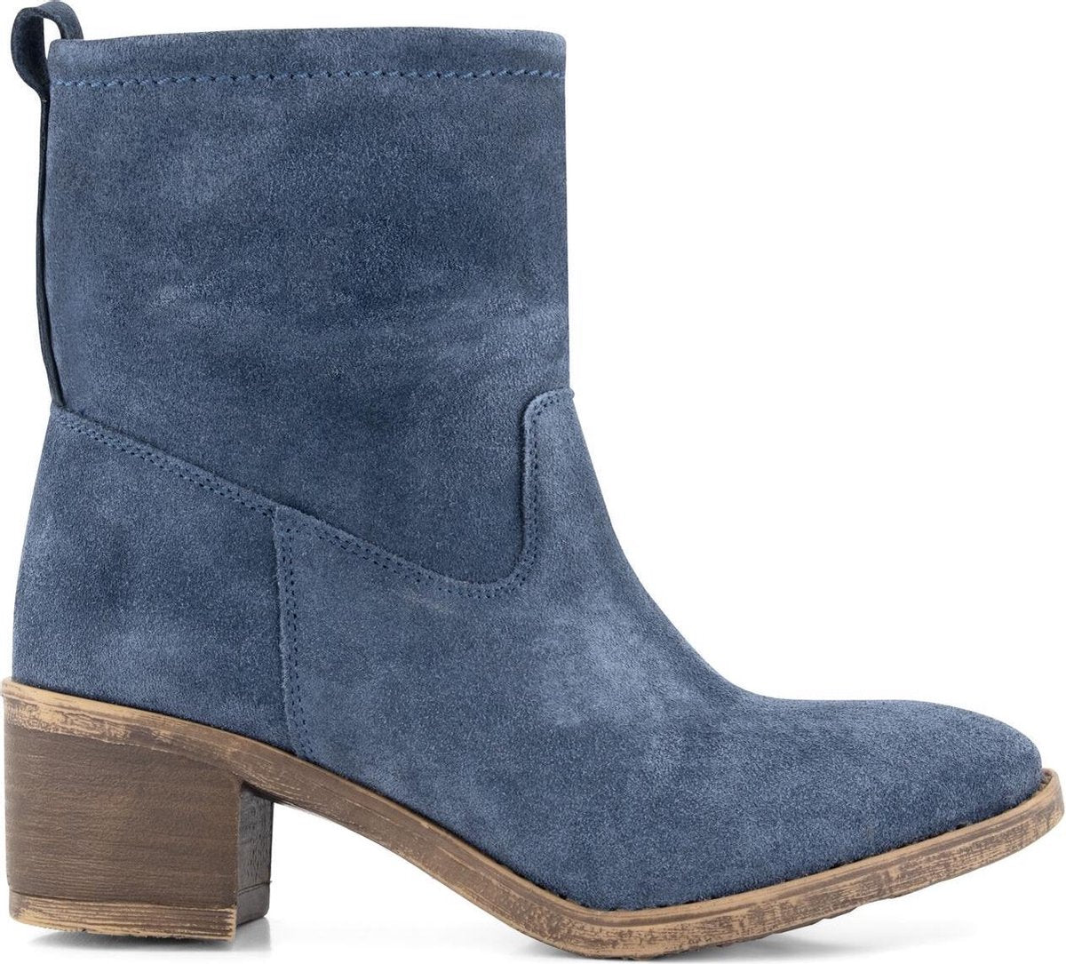 NoGRZ T.Sandby Dames - Suede Leren enkellaarsjes met hak - Blauw Leer - Maat 40