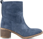 NoGRZ T.Sandby Dames - Suede Leren enkellaarsjes met hak - Blauw Leer - Maat 40