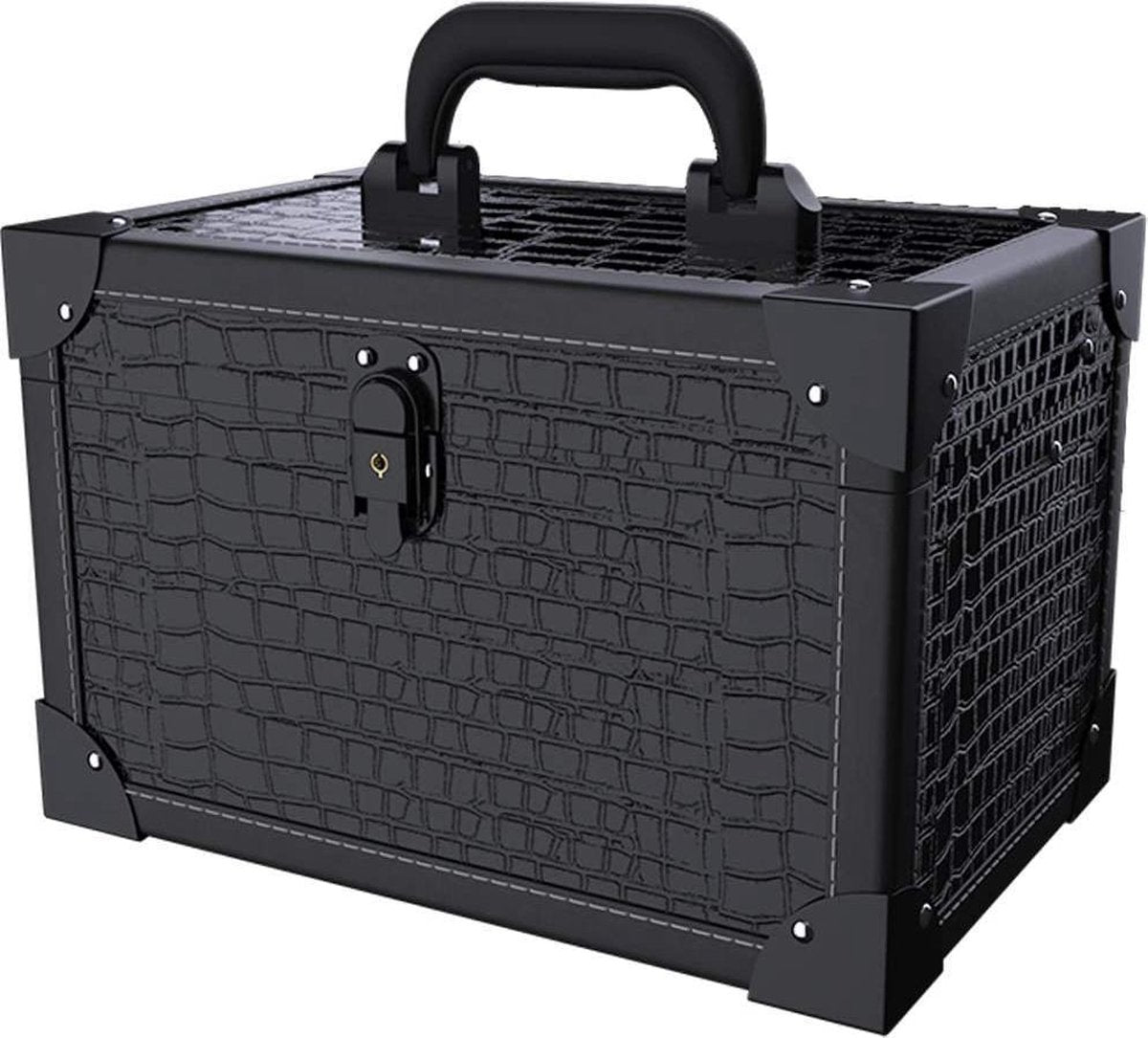 Luxgoods™ Make up koffer- make up organizer- beautycase -zwart -Make-upkoffer- multifunctionele koffer- make-upkoffer- sieradenkoffer- kapperskoffer- afneembare schouderriem- klassieke zwarte beautycase