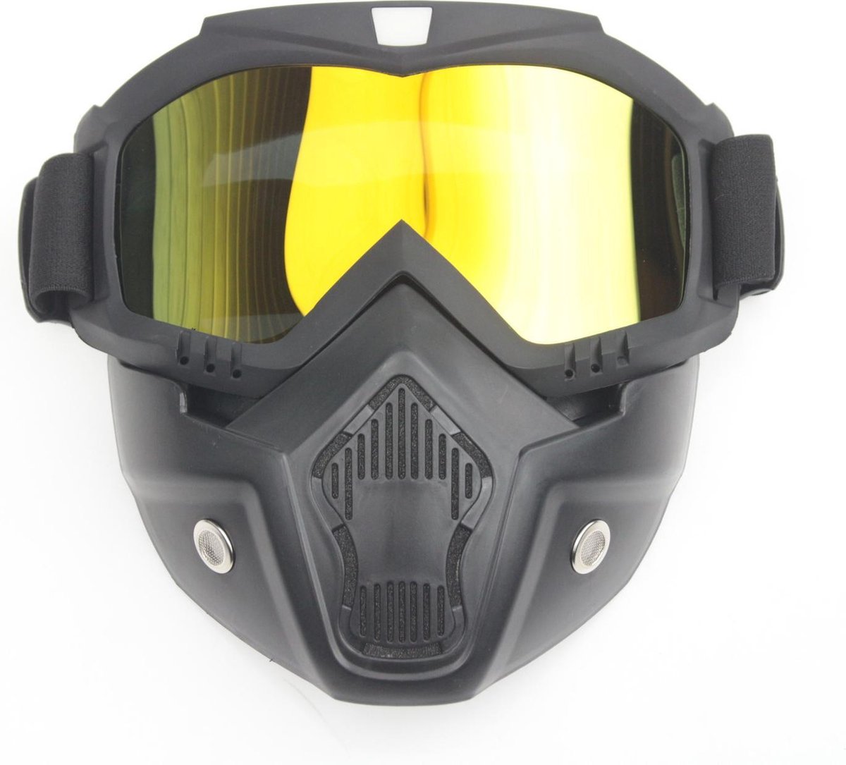 Black goggle mask - goud reflectie lens | helm masker | Zwart brillenmasker