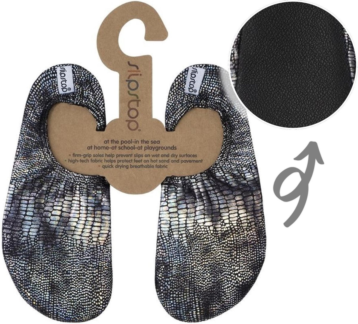 Slipstop Waterschoen Kinderen / Zwemschoenen / Zwemslof / Antislip Schoen / Gymschoen - Polish Zilver Metallic INF 18/20
