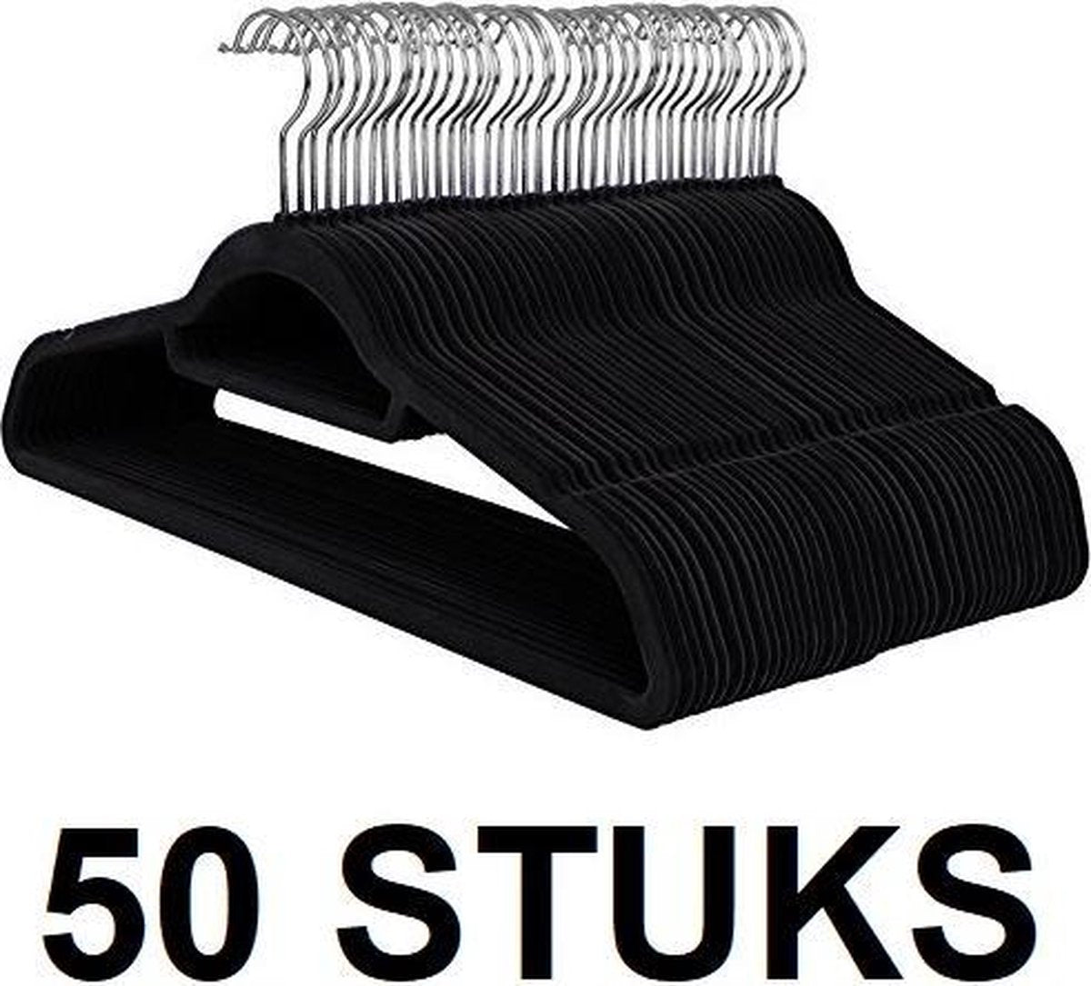Relaxwonen - 50 STUKS Ruimtebesparende Antislip kleerhangers met Broeklat | Ultra Dunne Kleerhangers met 360 graden draaibare haak | Ruimtebesparend Kledinghangers | Kleur: ZWART | Set van 50 Stuks
