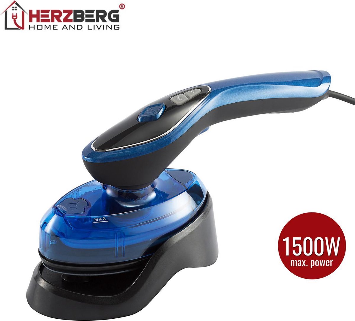 Herzberg HG-8056: 2 in 1 Draagbaar Stoom- en Droogstrijkijzer