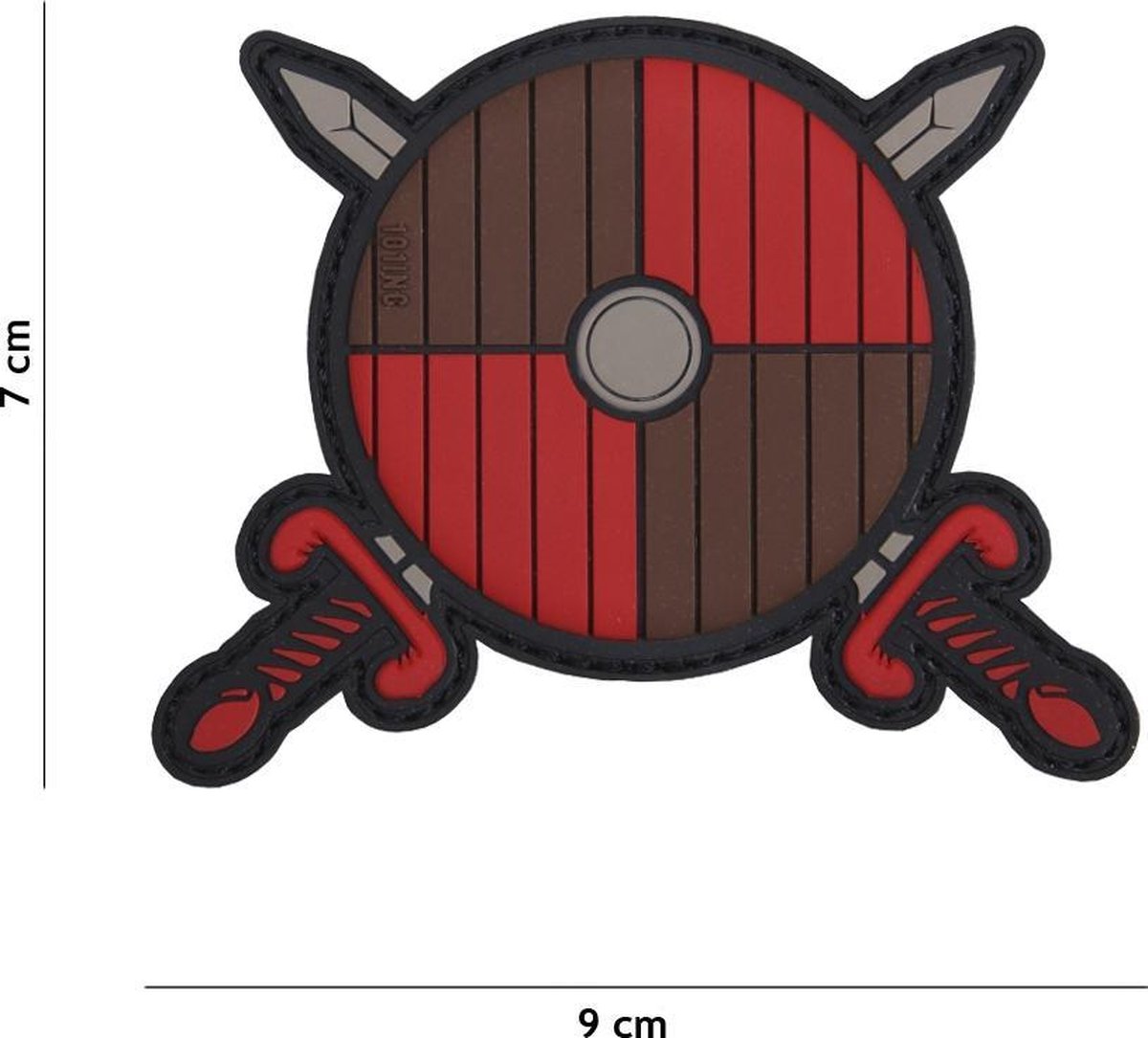 Embleem 3D PVC Viking Schild  Rood/Bruin