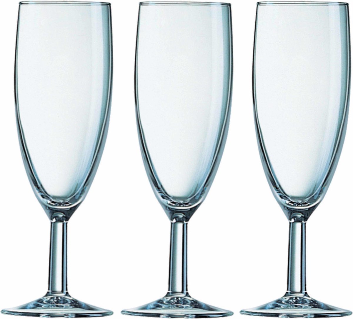24x Stuks champagneglazen van glas 170 ml  - Glazen op voet voor Champagne/bubbels of Cava