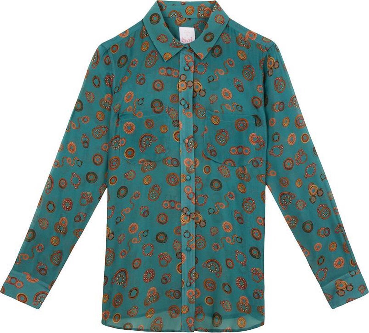 Soi Paris Collier Print Silk  overhemd bloes groen-termijnbetaling mogelijk - mt.36