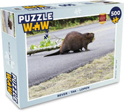 Puzzel - Puzzel 500 stukjes - Bever - Tak - Lopen - Legpuzzel