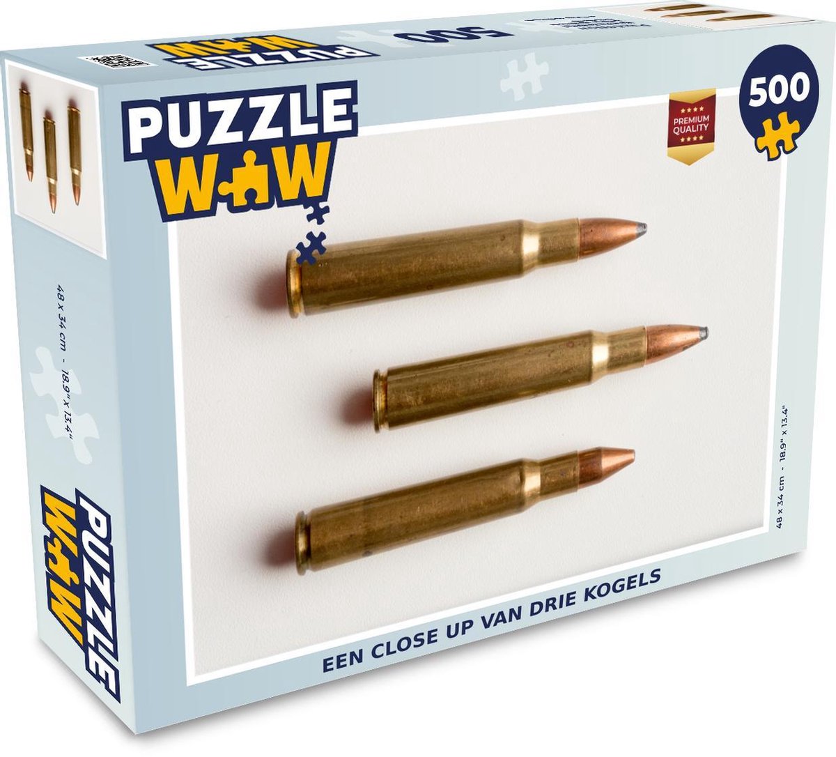Puzzel 500 stukjes Kogels - Een close up van drie kogels PuzzleWow heeft +100000 puzzels