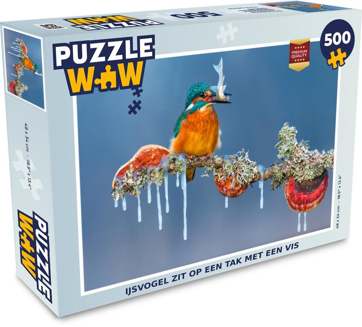 Puzzel IJsvogel - Tak - Vis - Legpuzzel - Puzzel 500 stukjes