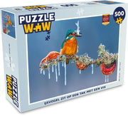 Puzzel IJsvogel - Tak - Vis - Legpuzzel - Puzzel 500 stukjes