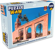 Puzzel 500 stukjes Marrakesh - Uitzicht op Marrakesh en een minaret puzzel 500 stukjes  - PuzzleWow heeft +100000 puzzels