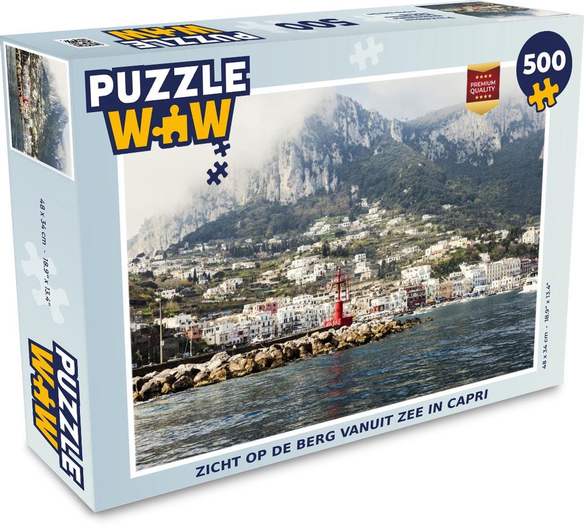 Puzzel 500 stukjes Capri - Zicht op de berg vanuit zee in Capri  - PuzzleWow heeft +100000 puzzels