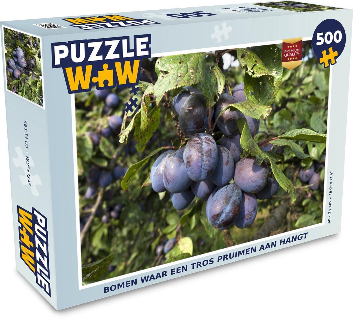 Puzzel 500 stukjes Pruimen - Bomen waar een tros pruimen aan hangt  - PuzzleWow heeft +100000 puzzels