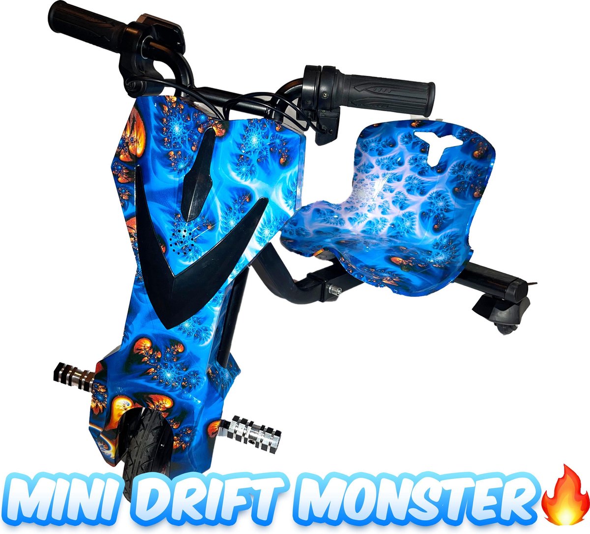 UltraSativa - Mini Electrische Drift Trike Scooter - Galaxy Blue - Led Verlichting - 3 Speeds - Led Wieltjes - 36V 250W Motor - Anti-Lek Banden - 10 KM/H - Fidget sleutelhanger - Plus Stickerboek & Boontje Sleutelhanger