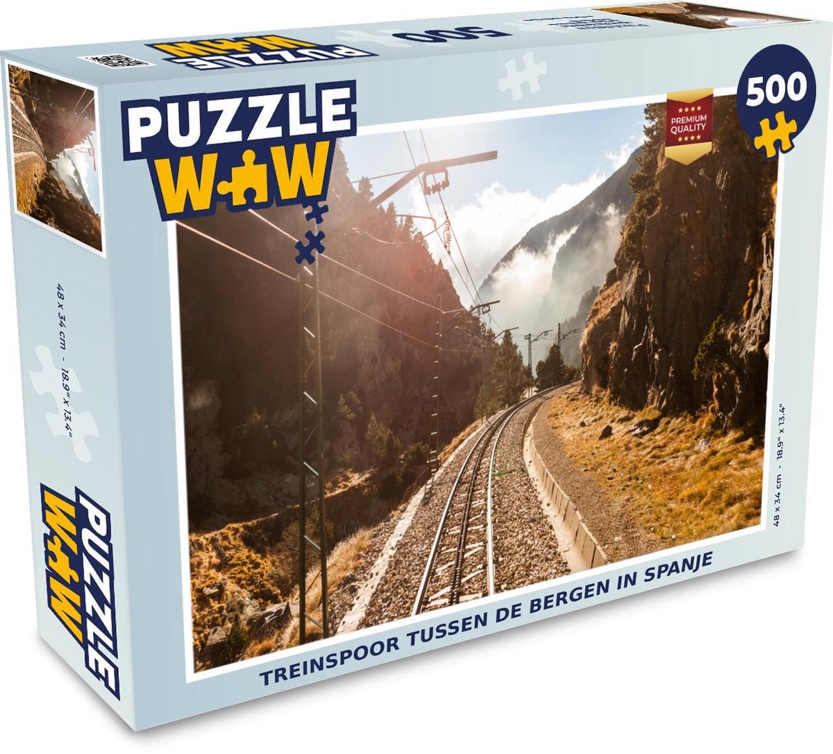 Puzzel - 500 stukjes - Treinspoor tussen de bergen in Spanje