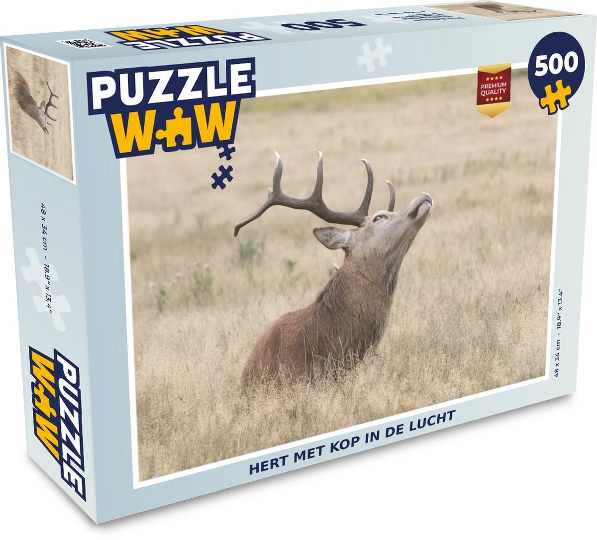 Puzzel 500 stukjes Herten  - Hert met kop in de lucht  - PuzzleWow heeft +100000 puzzels