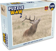 Puzzel 500 stukjes Herten  - Hert met kop in de lucht  - PuzzleWow heeft +100000 puzzels