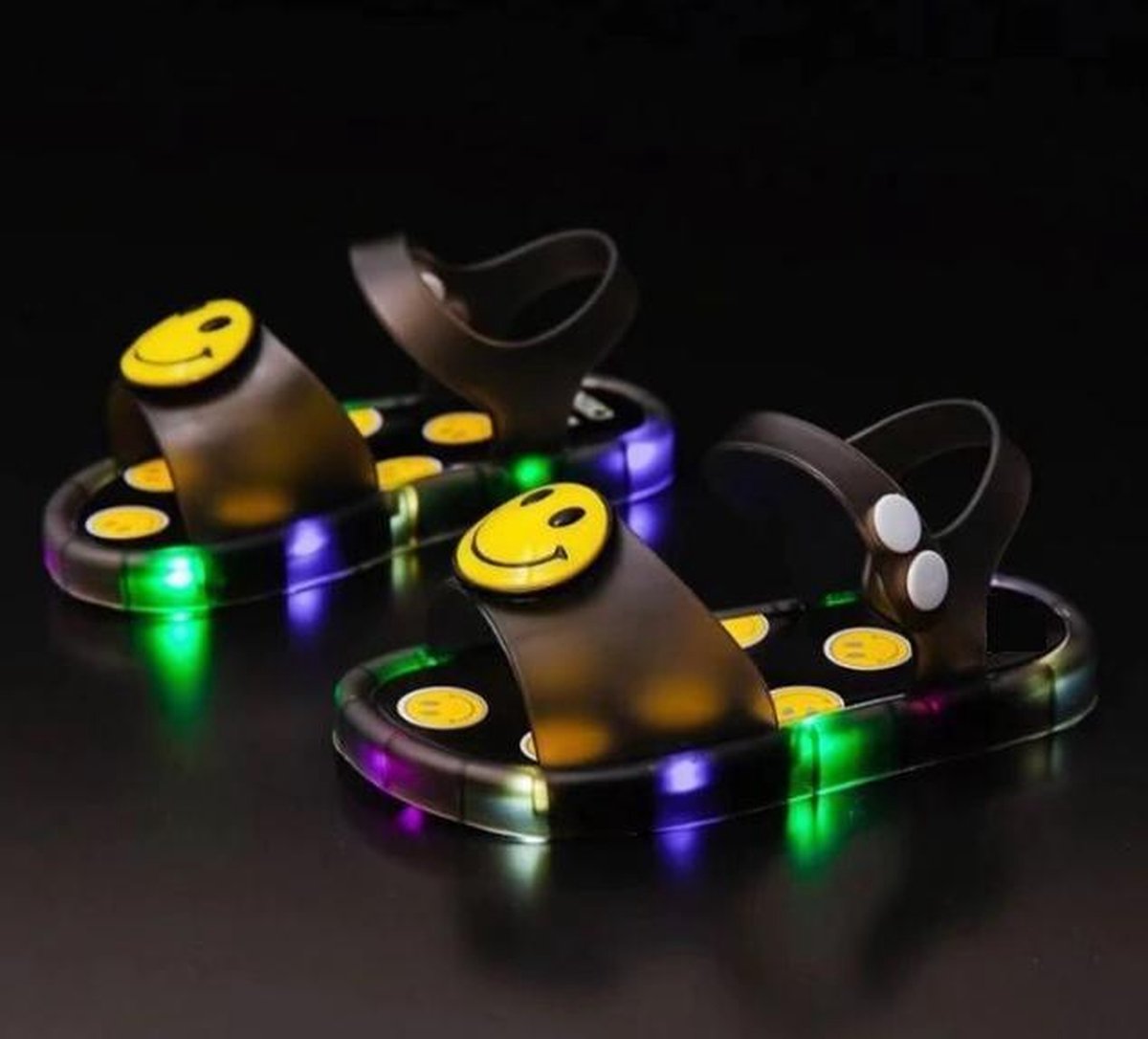 Lichtgevende LED Sandalen Smiley - Zwart - Maat 26/27