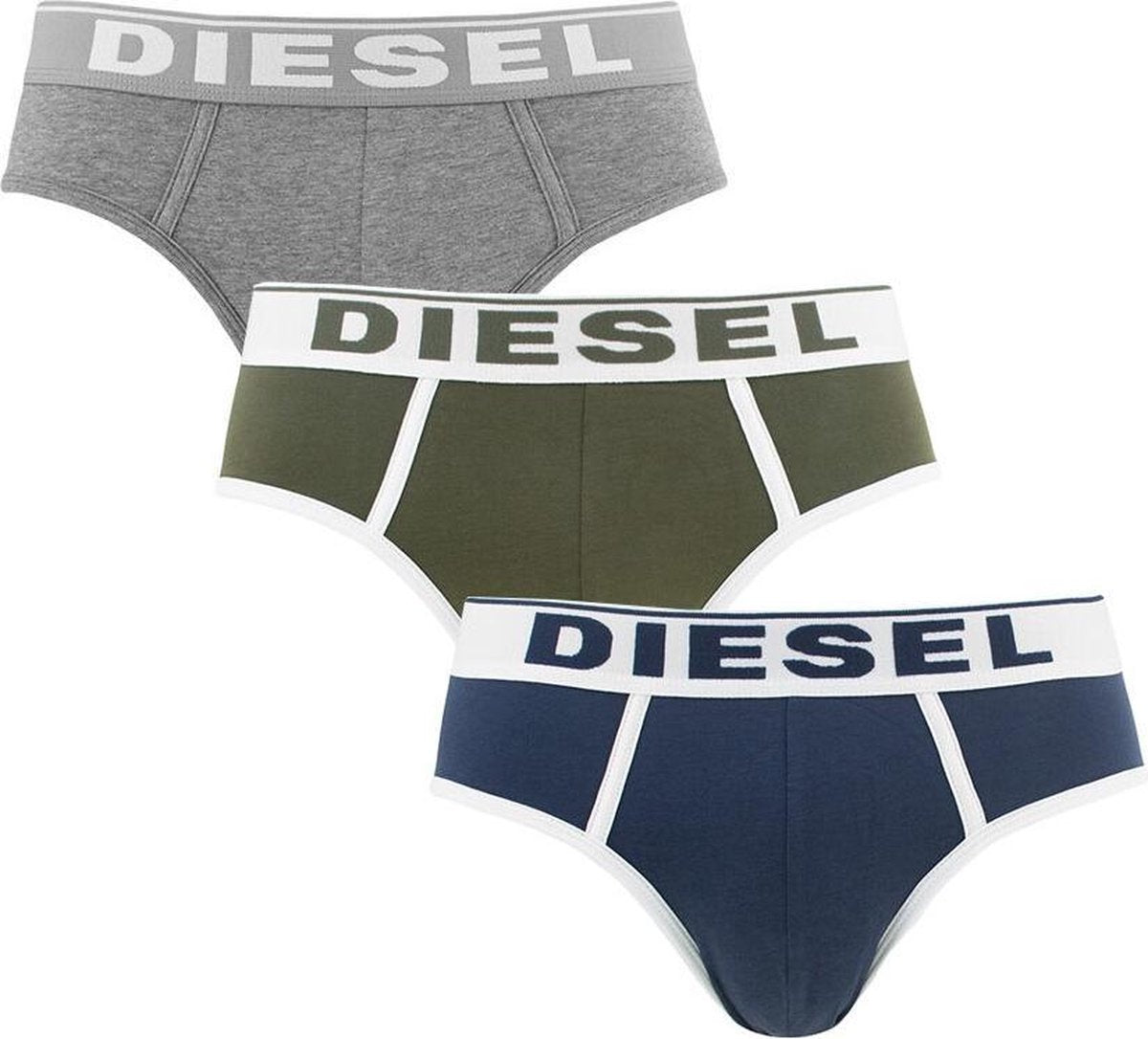 Diesel - andre herenslips 3-pack groen / blauw / grijs - S