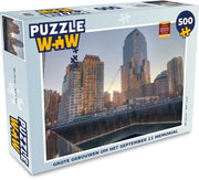 Puzzel 500 stukjes National September 11 Memorial - Grote gebouwen om het September 11 Memorial PuzzleWow heeft +100000 puzzels