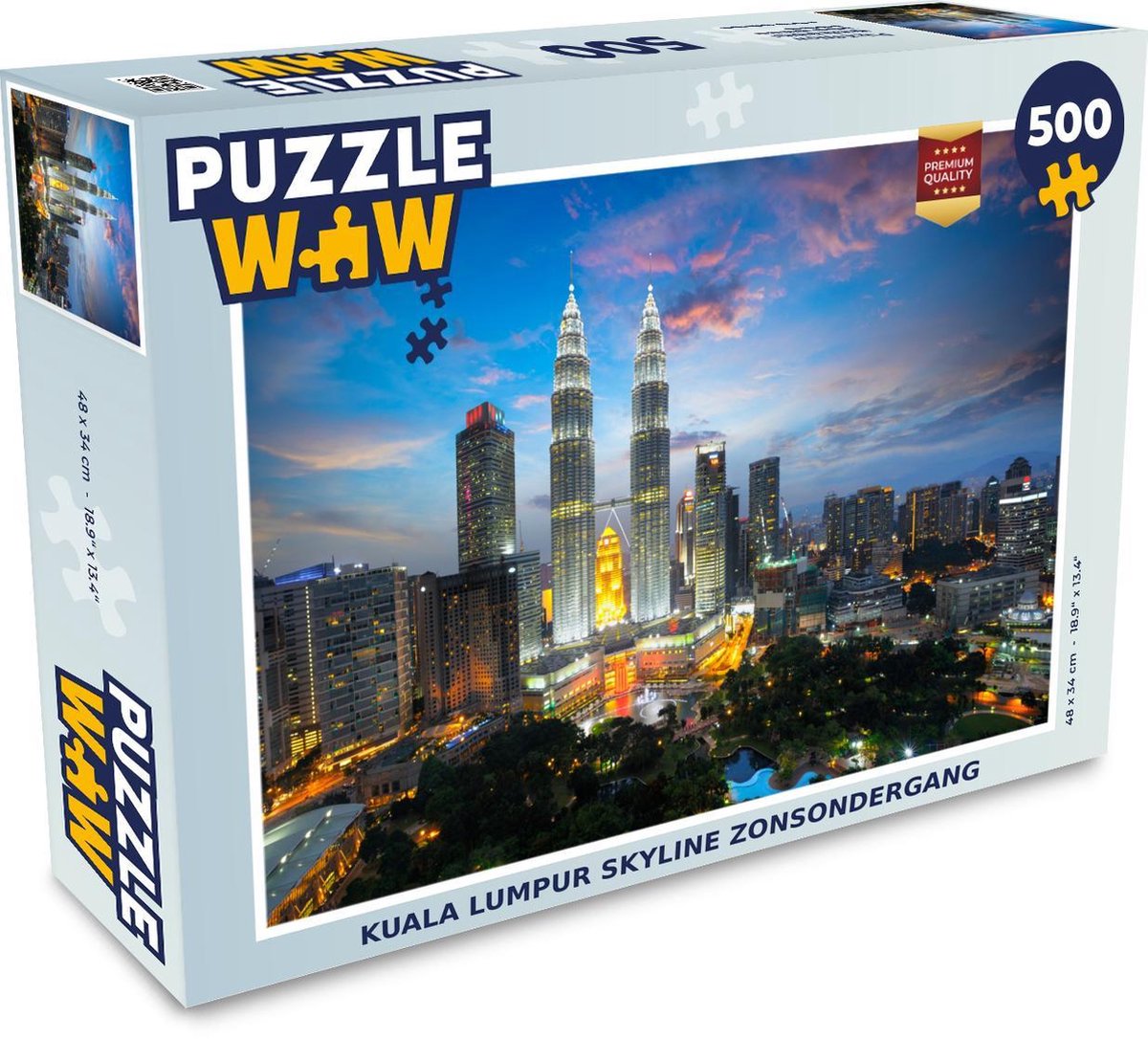 Puzzel Kuala Lumpur 500 stukjes - Kuala Lumpur skyline zonsondergang