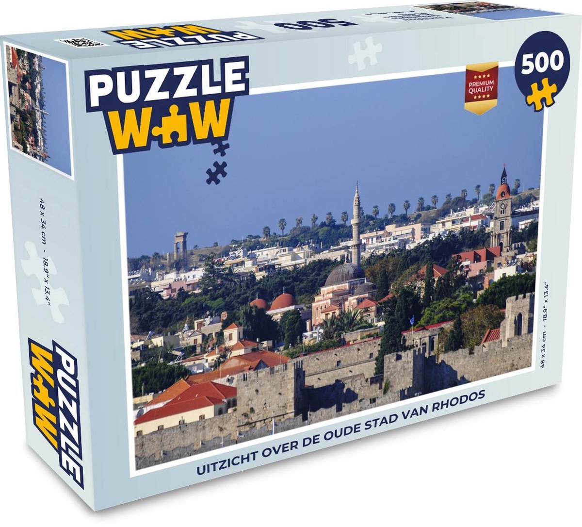 Puzzel 500 stukjes Oude stad van Rhodos - Uitzicht over de Oude stad van Rhodos  - PuzzleWow heeft +100000 puzzels