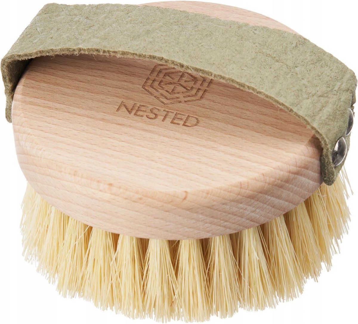 Nested | Body Massage Dry Brush | Lichaamsborstel met Ananasleer Handvat (Piñatex) | Biologische Droogborstel