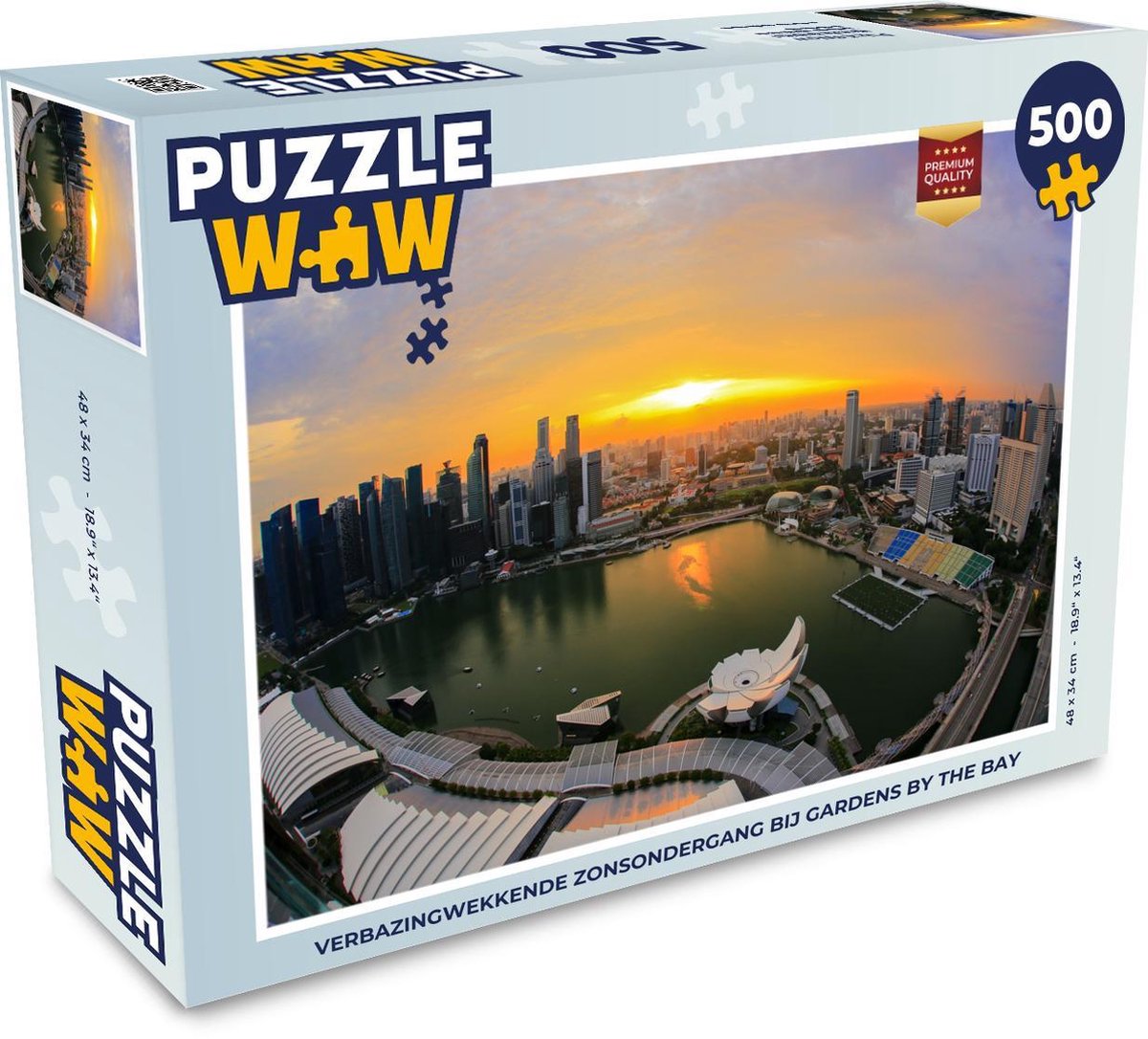 Puzzel 500 stukjes Gardens by the Bay - Verbazingwekkende zonsondergang bij Gardens by the Bay  - PuzzleWow heeft +100000 puzzels