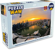 Puzzel 500 stukjes Gardens by the Bay - Verbazingwekkende zonsondergang bij Gardens by the Bay  - PuzzleWow heeft +100000 puzzels