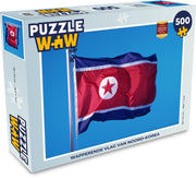 Puzzel 500 stukjes Vlag Noord-Korea - Wapperende vlag van Noord-Korea  - PuzzleWow heeft +100000 puzzels