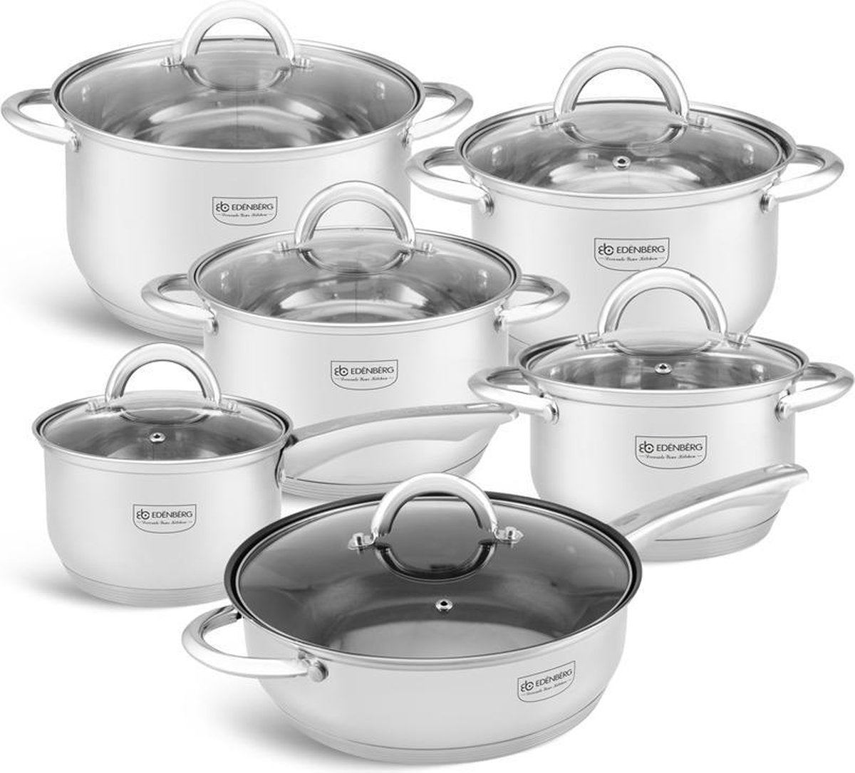 Edënbërg Classic Line - Luxe Pannenset - RVS - 12 delig - Sandwichbodem