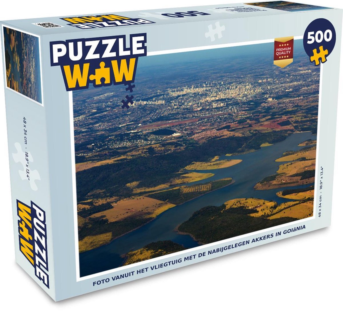 Puzzel Goiania 500 stukjes - Foto vanuit het vliegtuig met de nabijgelegen akkers in Goiânia