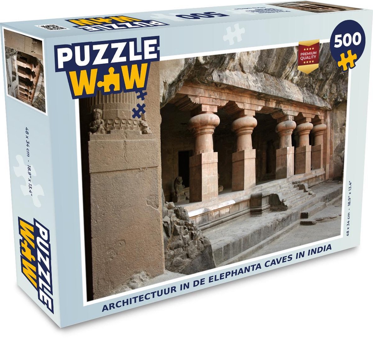 Puzzel 500 stukjes Elephanta Caves - Architectuur in de Elephanta Caves in India puzzel 500 stukjes PuzzleWow heeft +100000 puzzels