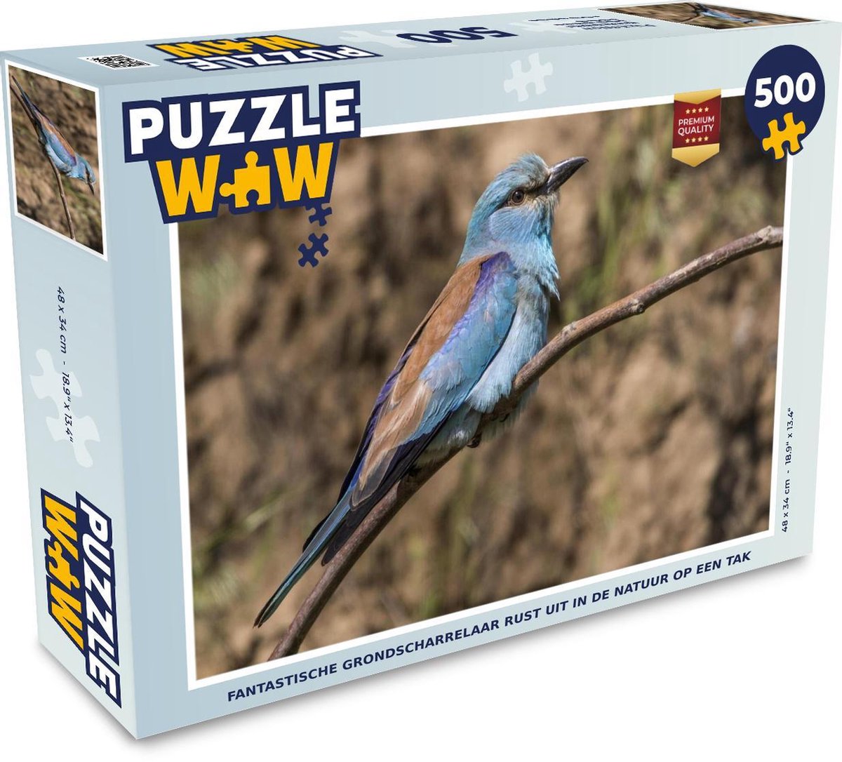 Puzzel 500 stukjes Grondscharrelaars - Fantastische grondscharrelaar rust uit in de natuur op een tak  - PuzzleWow heeft +100000 puzzels