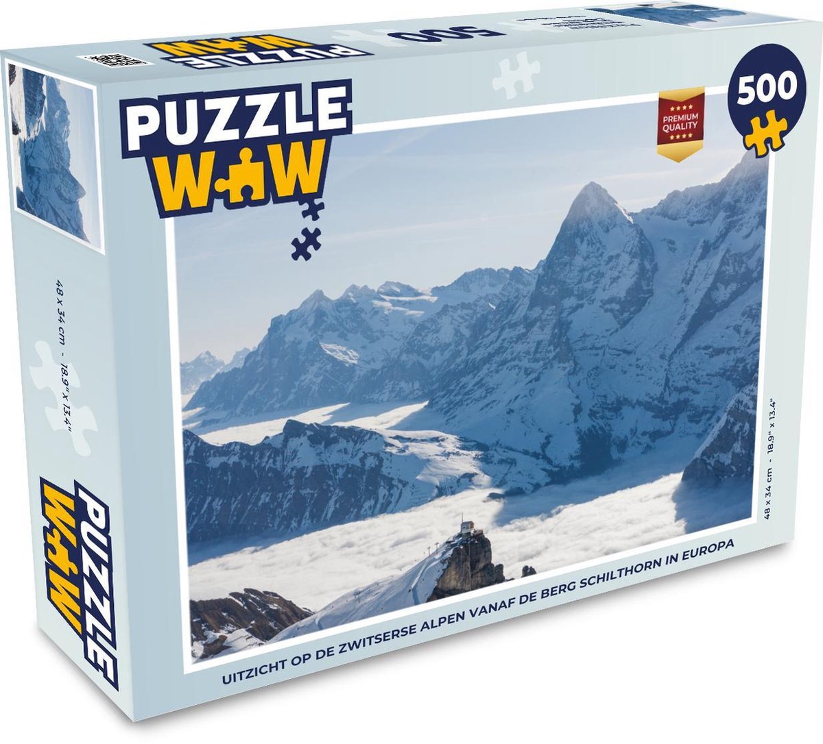 Puzzel - 500 stukjes - Uitzicht op de Zwitserse Alpen vanaf de berg Schilthorn in Europa