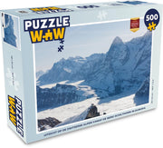 Puzzel - 500 stukjes - Uitzicht op de Zwitserse Alpen vanaf de berg Schilthorn in Europa