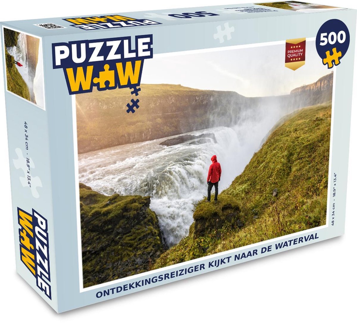 Puzzel Moderne Ontdekkingsreizigers 500 stukjes - Ontdekkingsreiziger kijkt naar de waterval