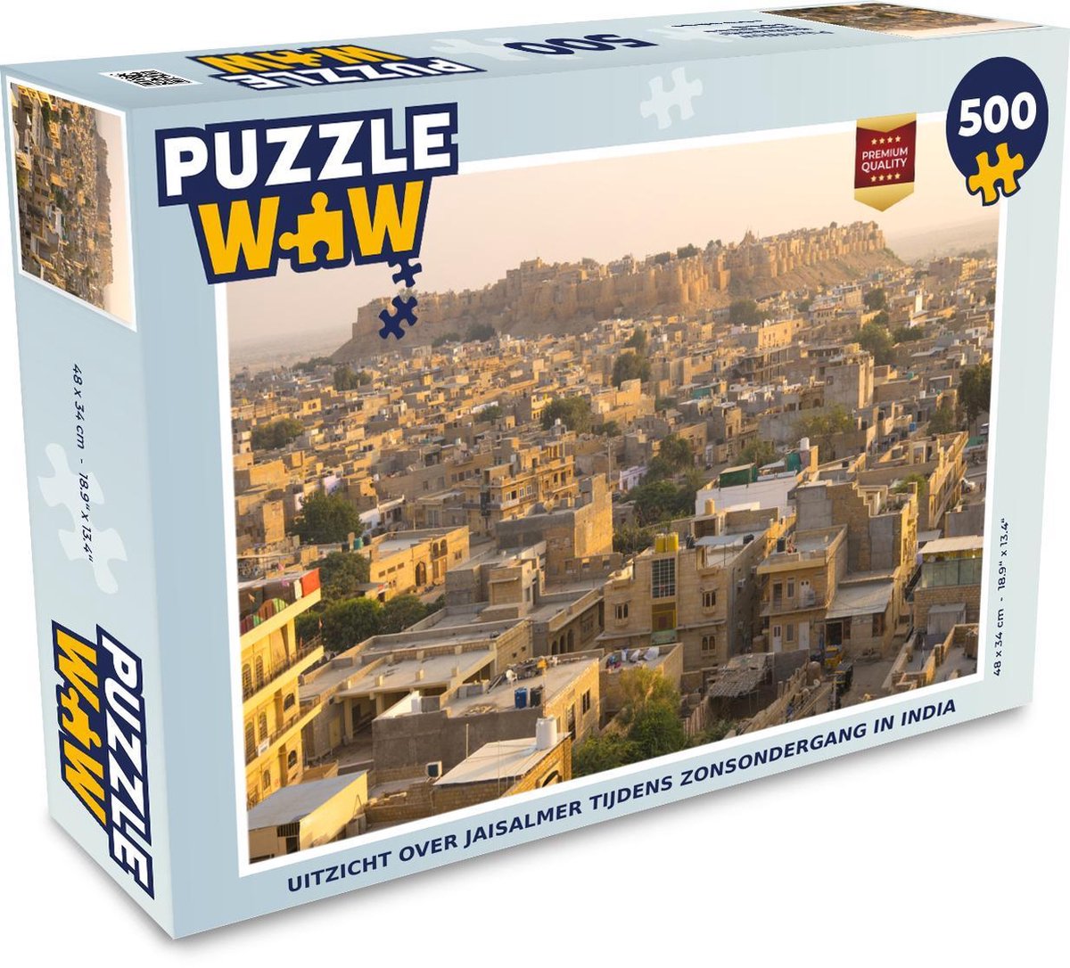 Puzzel Jaisalmer 500 stukjes - Uitzicht over Jaisalmer tijdens zonsondergang in India
