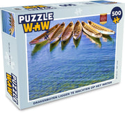 Puzzel 500 stukjes Drakenboot - Drakenboten liggen te wachten op het water  - PuzzleWow heeft +100000 puzzels