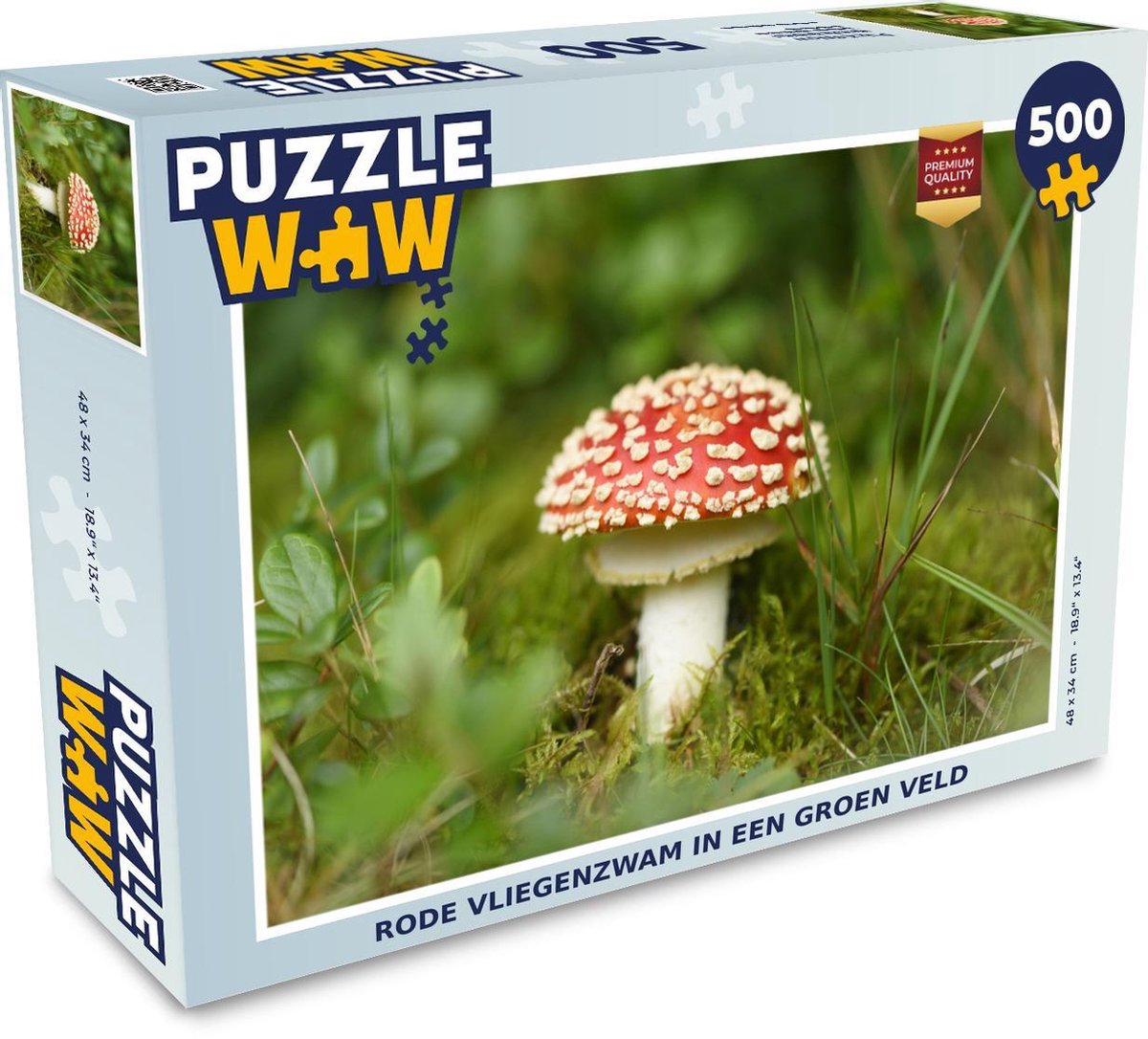 Puzzel Vliegenzwam 500 stukjes - Rode vliegenzwam in een groen veld