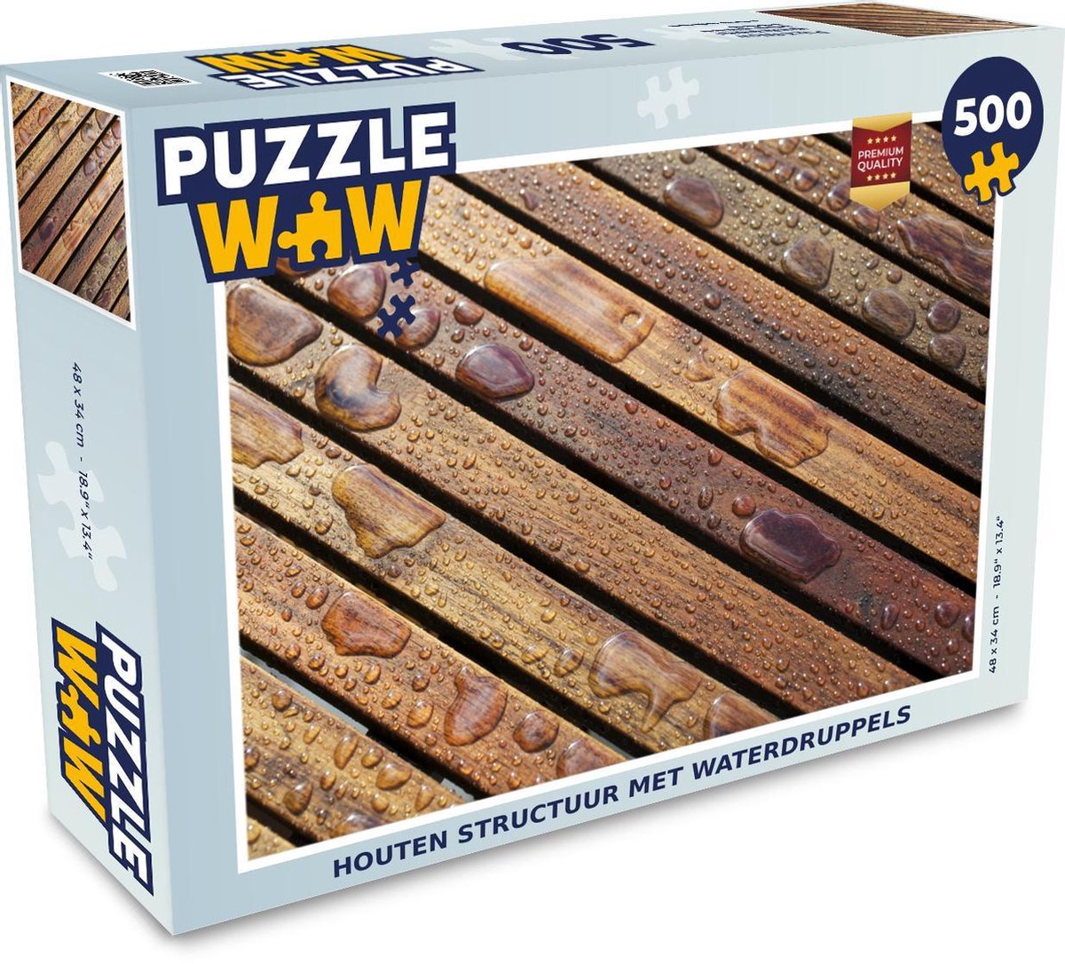 Puzzel Hout structuur of houten achtergrond 500 stukjes - Houten structuur met waterdruppels