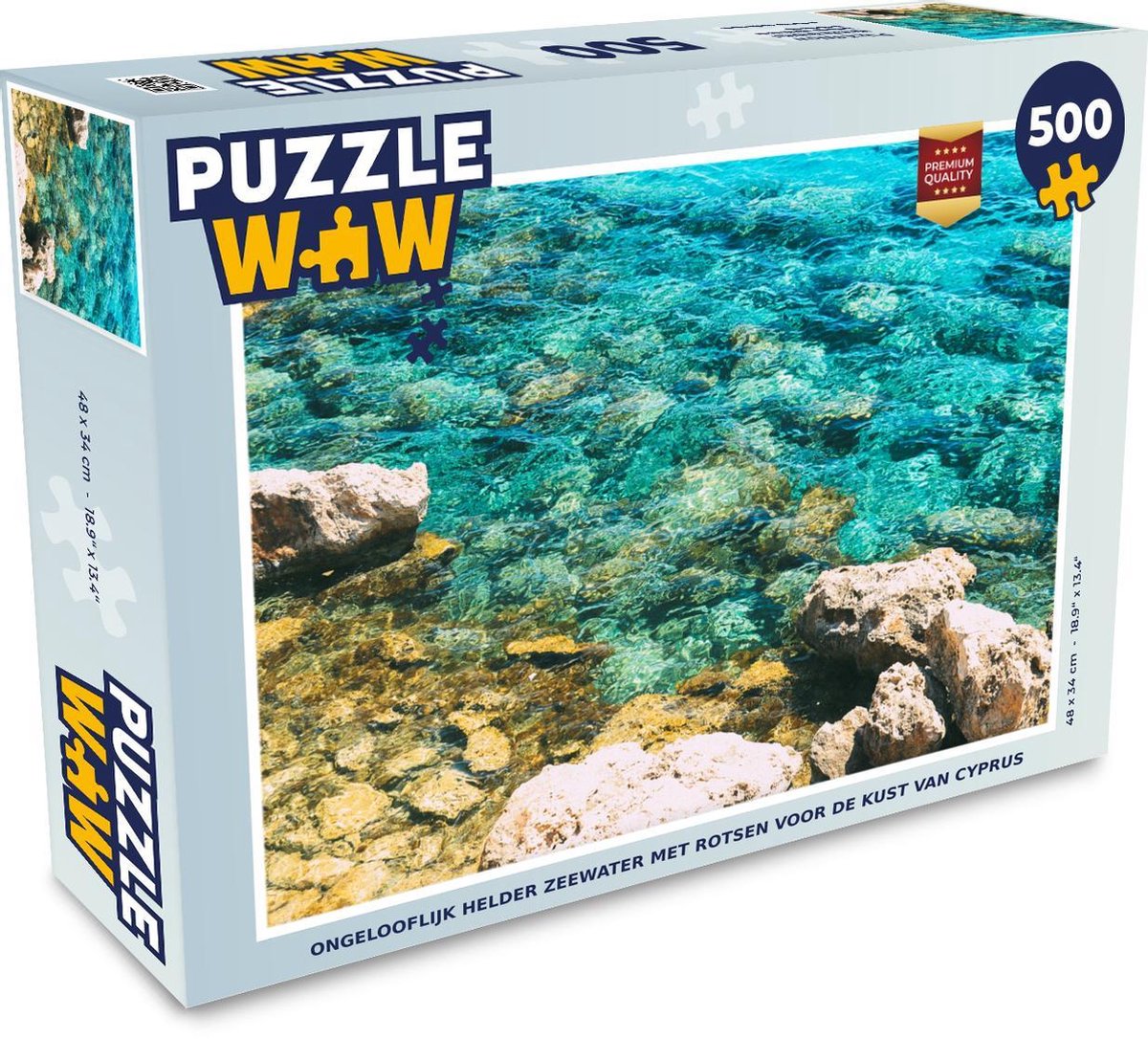 Puzzel 500 stukjes Cyprus - Ongelooflijk helder zeewater met rotsen voor de kust van Cyprus  - PuzzleWow heeft +100000 puzzels