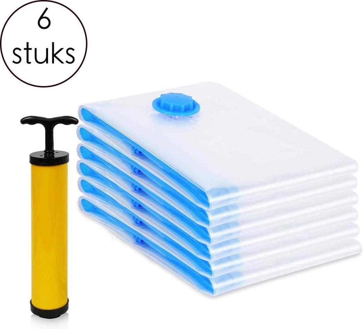 Vacuum opbergzakken 6 stuks – XL Vacuümzakken - Reis Opbergzakken – Travel bag - XL – Set van 6 - Inclusief Handpomp