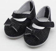 Dolldreams | Schoentjes voor Baby born - Zwarte schoenen met strikje - Poppenschoentjes 7 cm -zwart glimmend