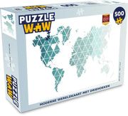 Puzzel 500 stukjes Moderne & Klassieke Kaarten - Moderne wereldkaart met driehoeken PuzzleWow heeft +100000 puzzels