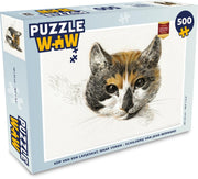 Puzzel - Puzzel 500 stukjes - Kop van een lapjeskat