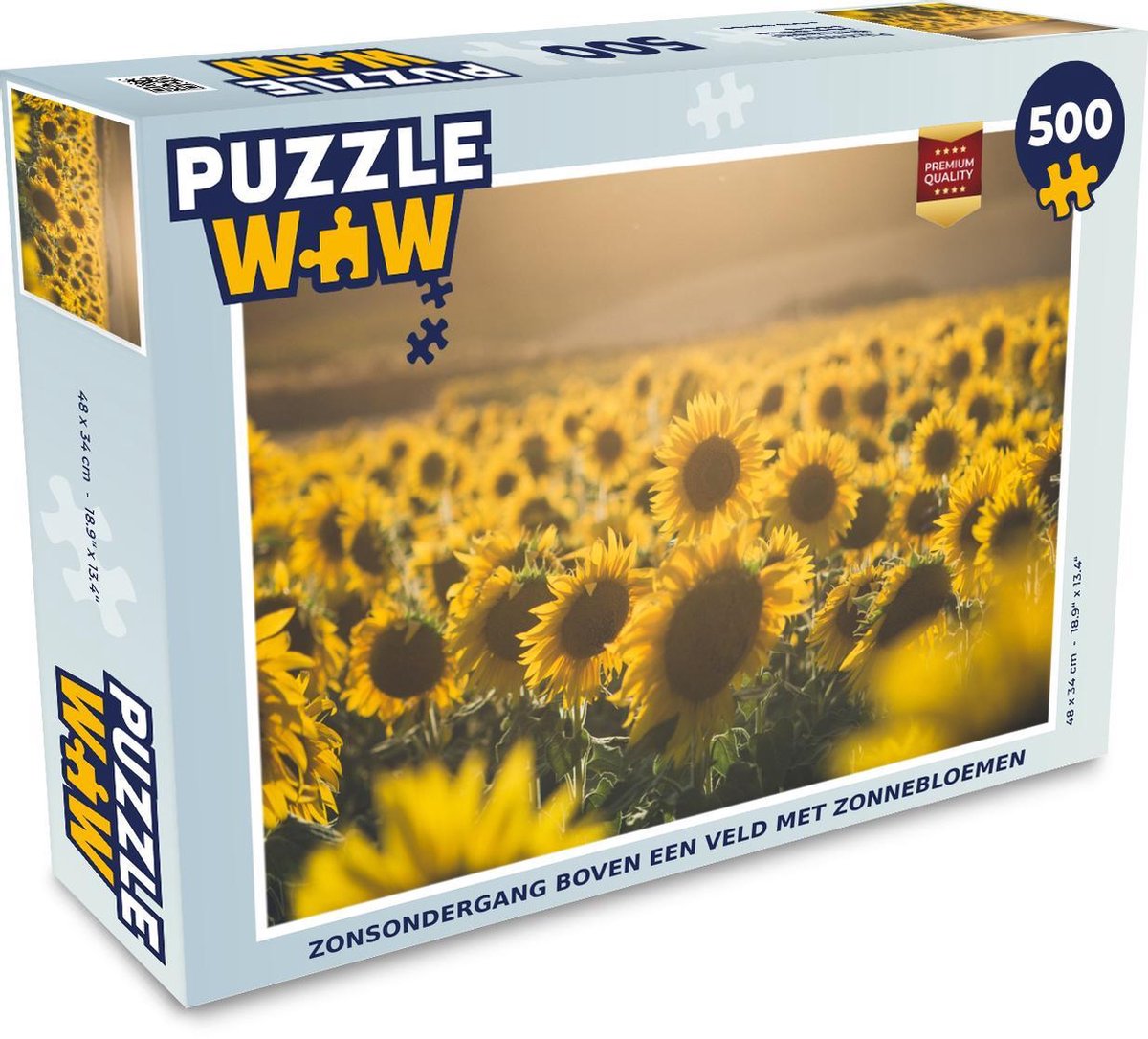 Puzzel 500 stukjes Zonnebloemen - Zonsondergang boven een veld met zonnebloemen puzzel 500 stukjes  - PuzzleWow heeft +100000 puzzels