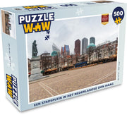 Puzzel - 500 stukjes - Een stadsplein in het Nederlandse Den Haag