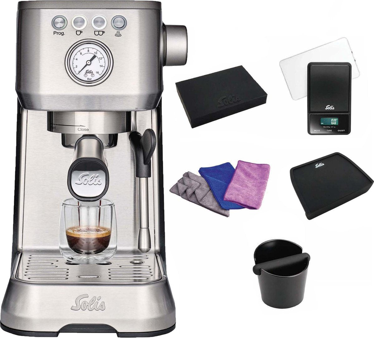 Solis Barista Perfetta Plus 1170 Espresso Promopack - Pistonmachine + Accessoires - RVS